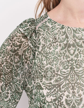 CAMPBELL - Blouse écrue imprimé romance baroque-4