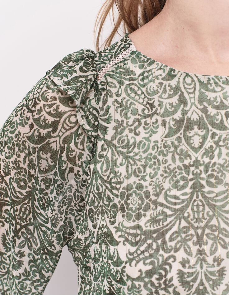 CAMPBELL - Blouse écrue imprimé romance baroque-4