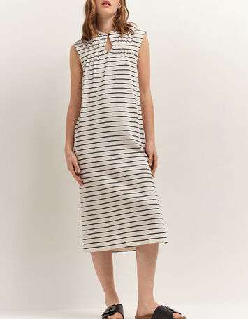 ROMY - Robe marinière écrue rayures marine-2