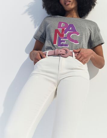 MEIRY - T-shirt gris coton bio message -5