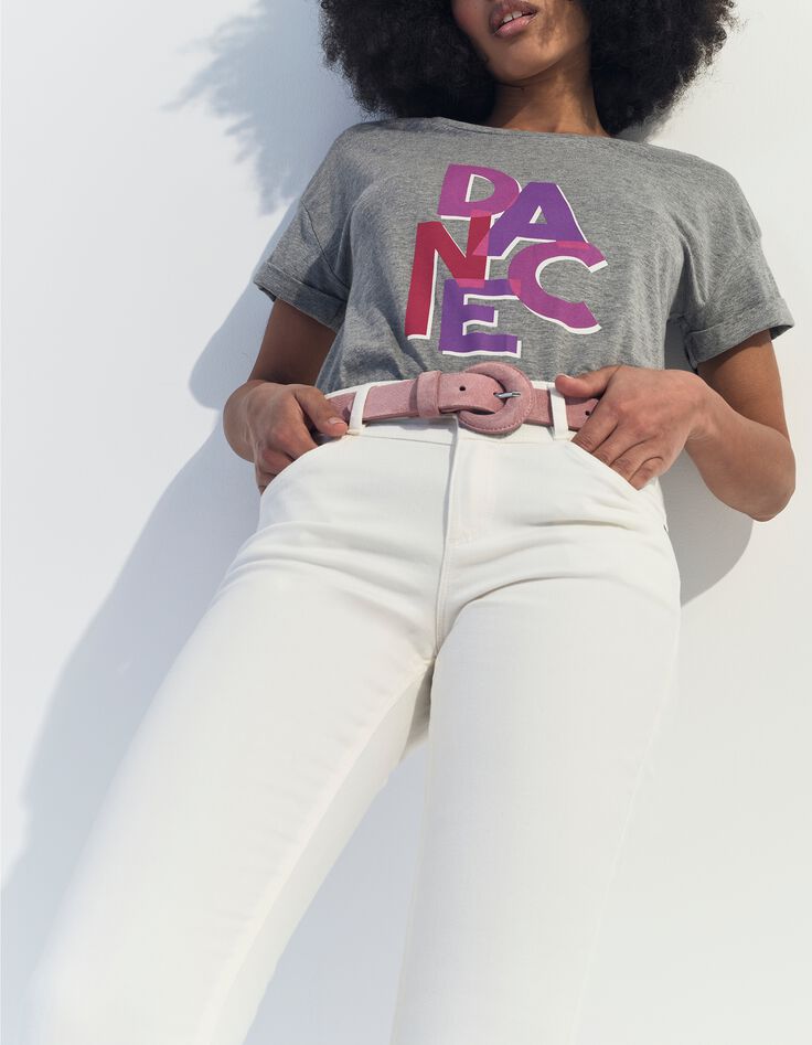 MEIRY - T-shirt gris coton bio message -5