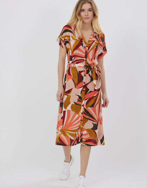 RAMY - Robe chemise midi melon à imprimé arty jungle - One Step
