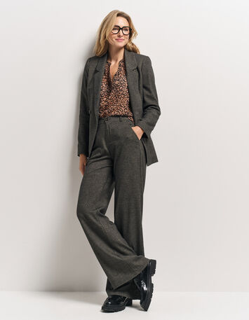 CHYNA - Blouse noire polyester recyclé imprimé léopard-6
