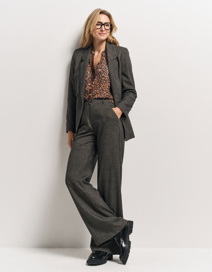 CHYNA - Blouse noire polyester recyclé imprimé léopard-6