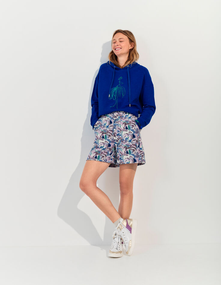 MANORI - Sweat bleu coton bio visuel danseuse vert -6