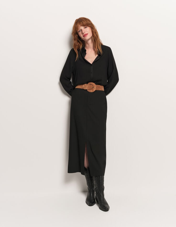 CYMONE - Chemise noire fluide polyester recyclé-6