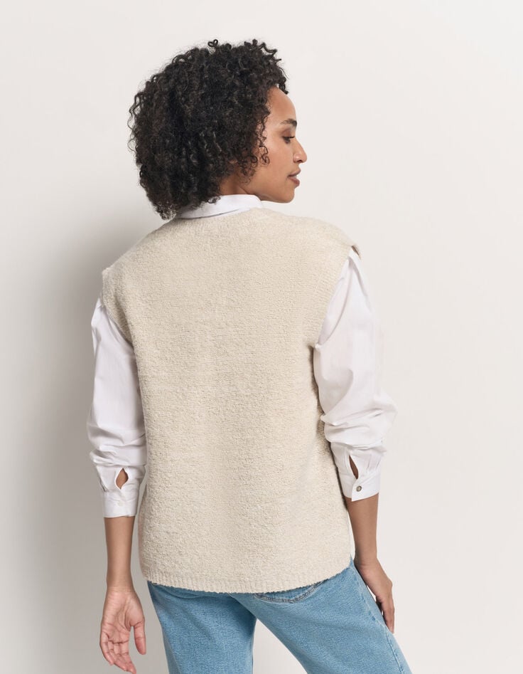 TESSA - Cardigan blanc sans manches tricot lurex -2 TESSA - Cardigan blanc sans manches tricot lurex -2