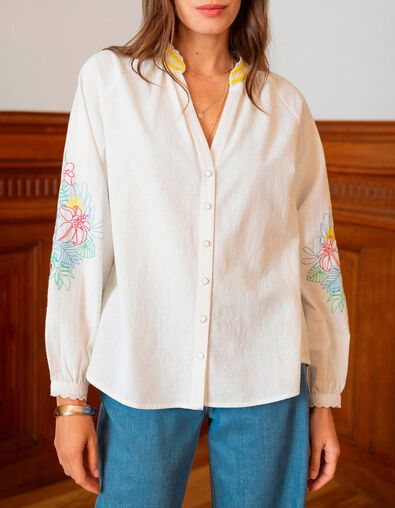 CORACAO - Chemise blanche broderies plac&eacute;es  - One Step