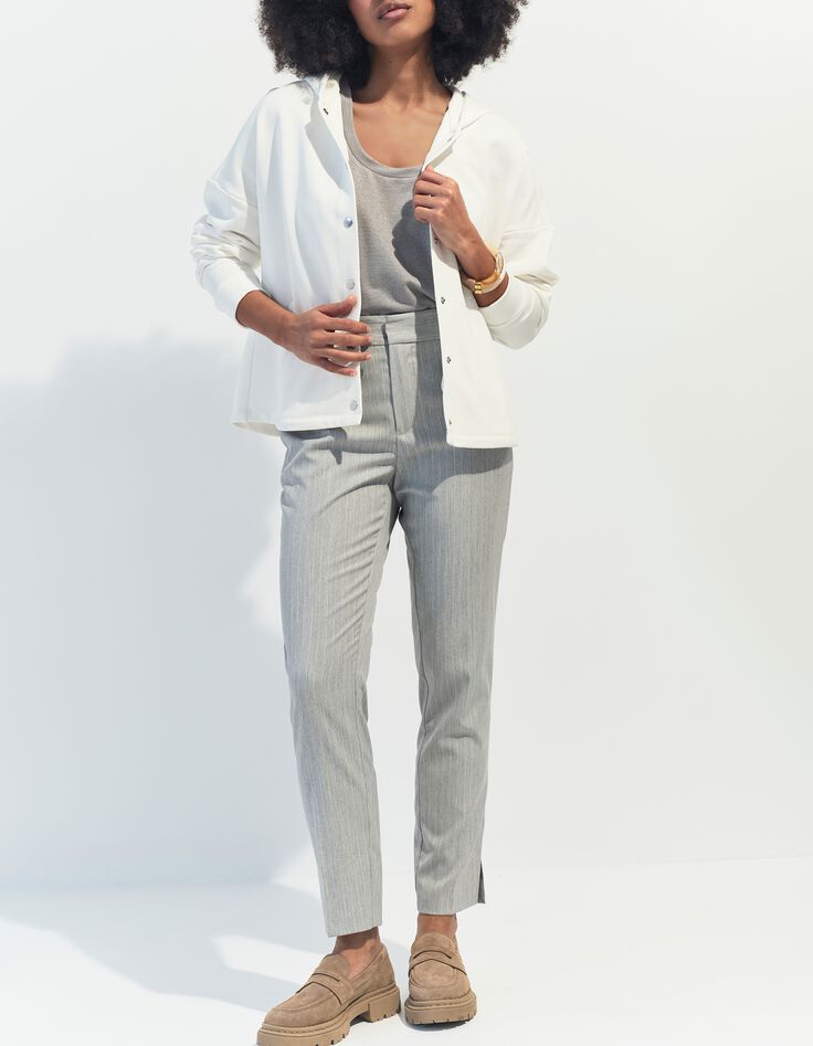 MONTES - Cardigan blanc molleton capuche fantaisie -6