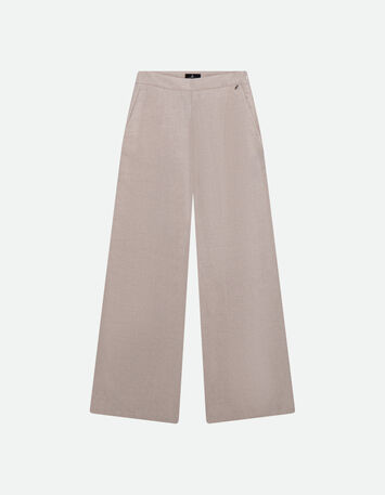 PAULINO - Pantalon de costume beige chin&eacute; en lin et coton -4
