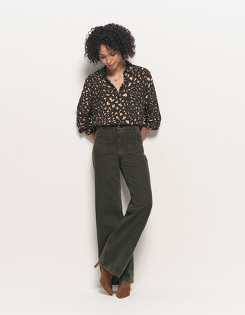 COMO - Chemise kaki Lenzing™ Ecovero™ tachiste animalier-7