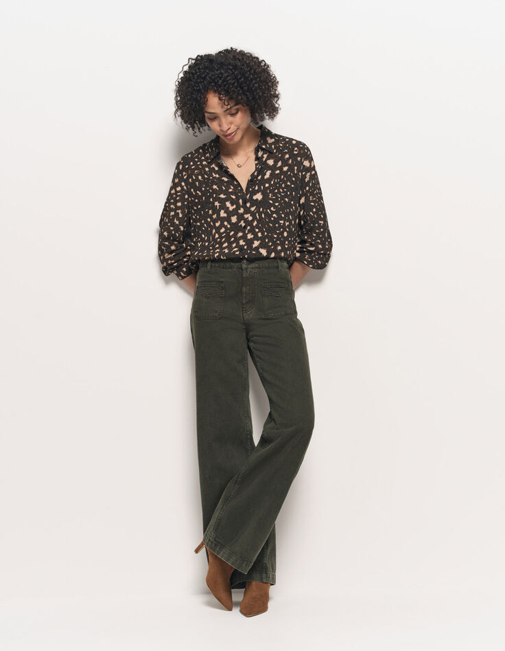 COMO - Chemise kaki Lenzing™ Ecovero™ tachiste animalier-7 COMO - Chemise kaki Lenzing™ Ecovero™ tachiste animalier-7