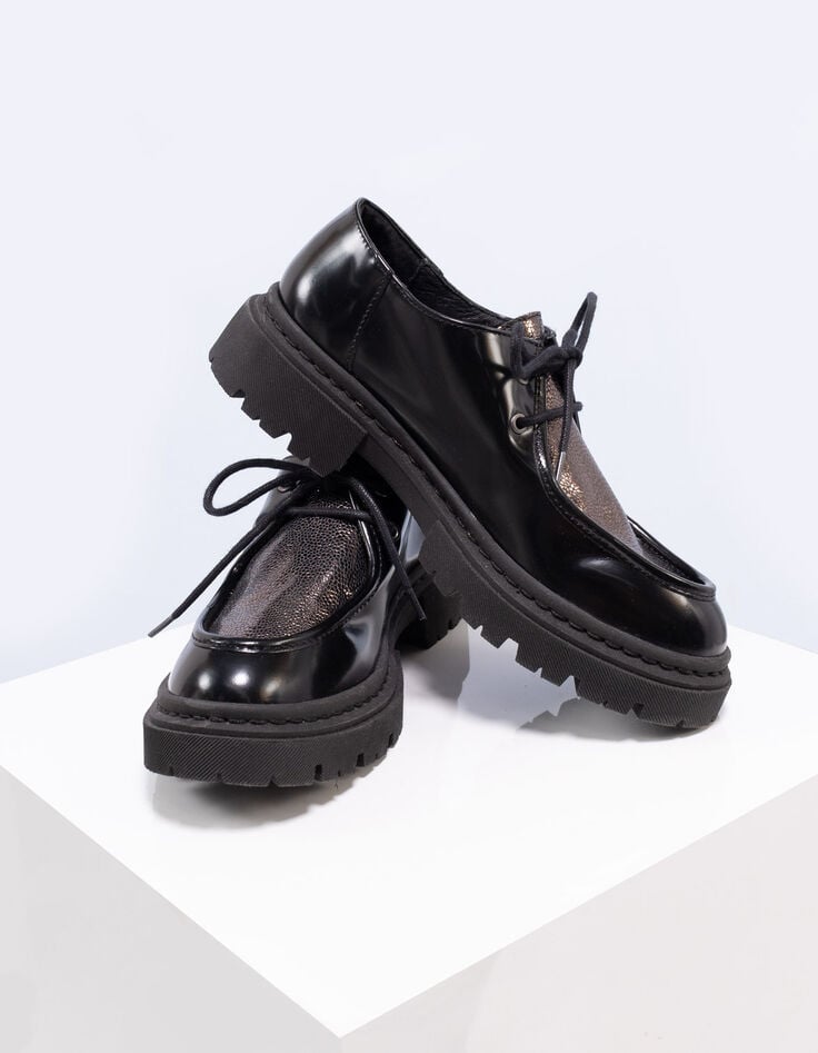 O.MAEL - Derbies crantés noirs cuir dessus métallisé-6 O.MAEL - Derbies crantés noirs cuir dessus métallisé-6