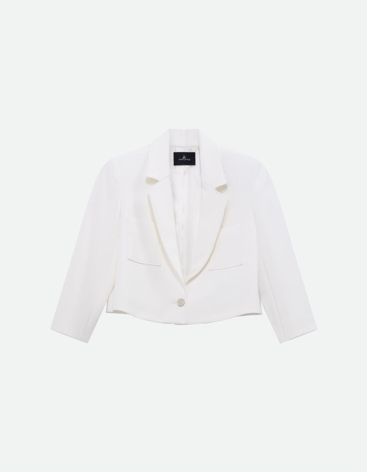 VISTA - Veste de blazer courte blanche polyester recyclé -5