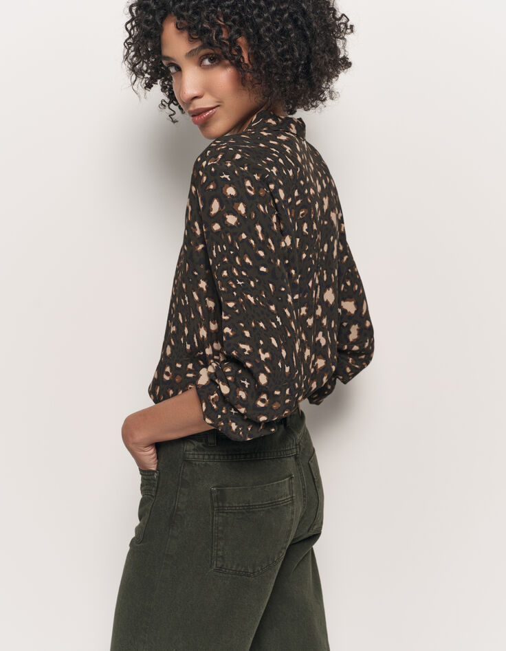 COMO - Chemise kaki Lenzing™ Ecovero™ tachiste animalier-2