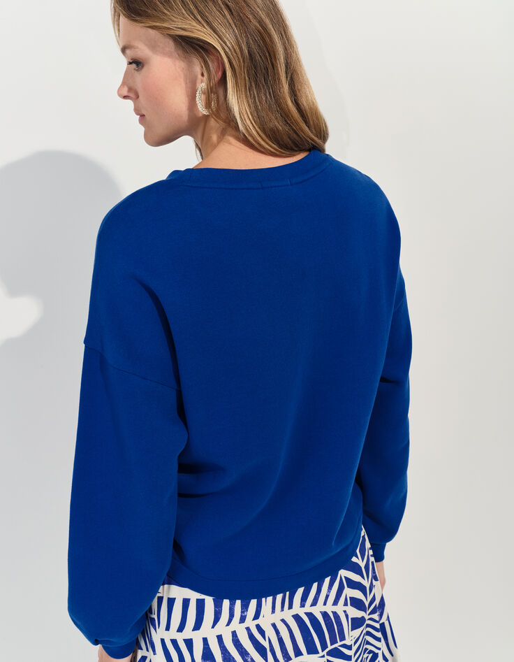 MIDI - Sweat bleu message métallisé et cœur -4