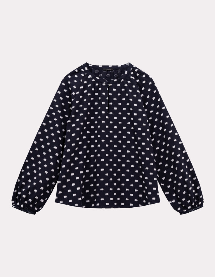 COLOMBE - Blouse marine broderies all over-6
