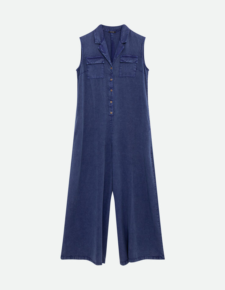 RIKKO - Combinaison &eacute;vas&eacute;e bleue en Lyocell&reg; -4