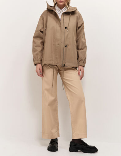 DYMAS - Parka courte almond avec zips c&ocirc;t&eacute;s - One Step