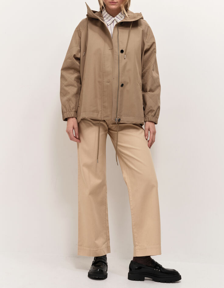 DYMAS - Parka courte almond avec zips c&ocirc;t&eacute;s-1