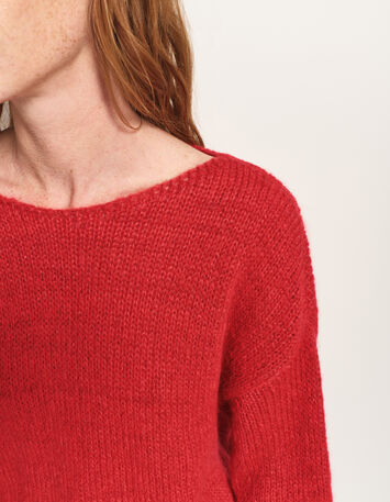 TIARA - Pull rouge tricot-4