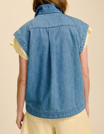DUKE - Blouson en jean bleu sans manches-4