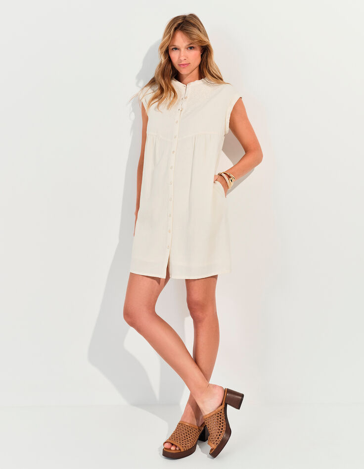 RONDONIA - Robe blanche avec broderies placées -6