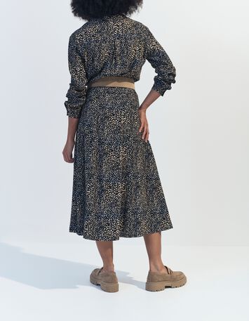 JOYAU - Jupe midi noire Lenzing Ecovero camouflage d'&eacute;t&eacute;-2