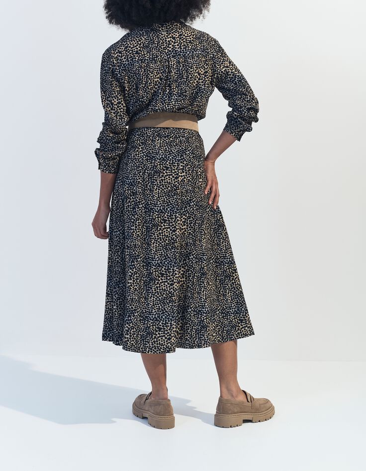 JOYAU - Jupe midi noire Lenzing Ecovero camouflage d'&eacute;t&eacute;-2