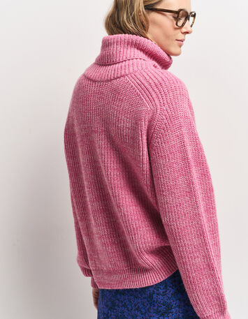 TORINO - Pull col roulé rose tricot fantaisie-7