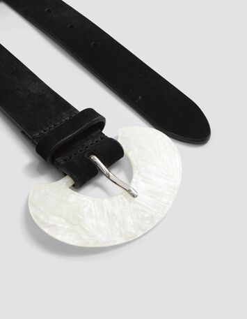 APIS - Ceinture noire en cuir velours-3