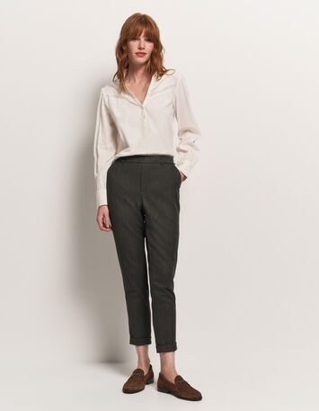 PAX - Pantalon salopette gris motif rayures lurex-5