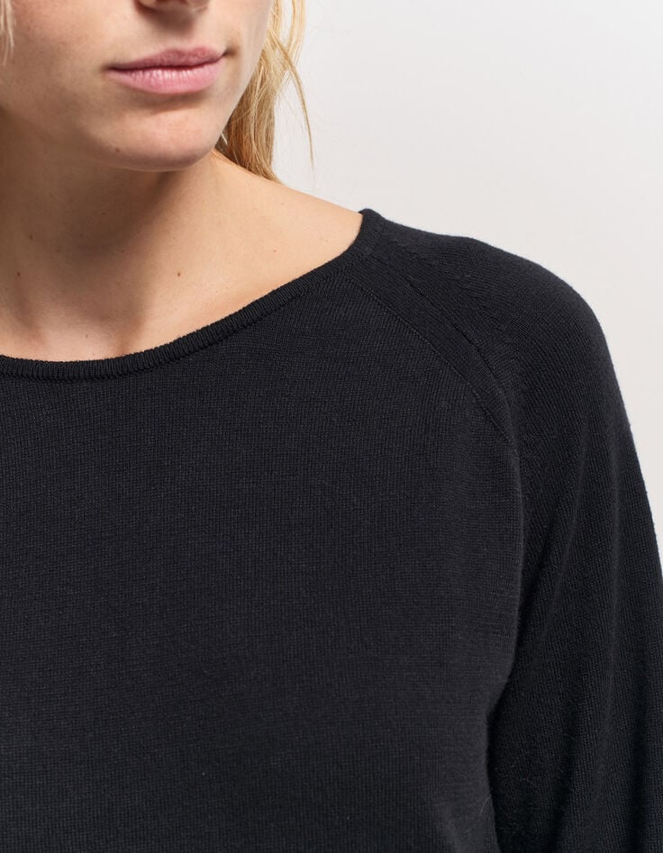 TOWN - Pull noir tricot jacquard danseuse dos-3 TOWN - Pull noir tricot jacquard danseuse dos-3