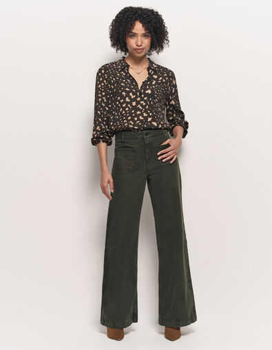 LE HAILEY - Jean flare kaki surteint poches plaquées - One Step