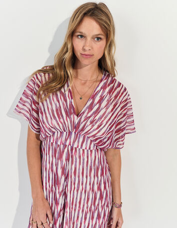 ROSARIO - Robe violette polyester recyclé rayures floues -2
