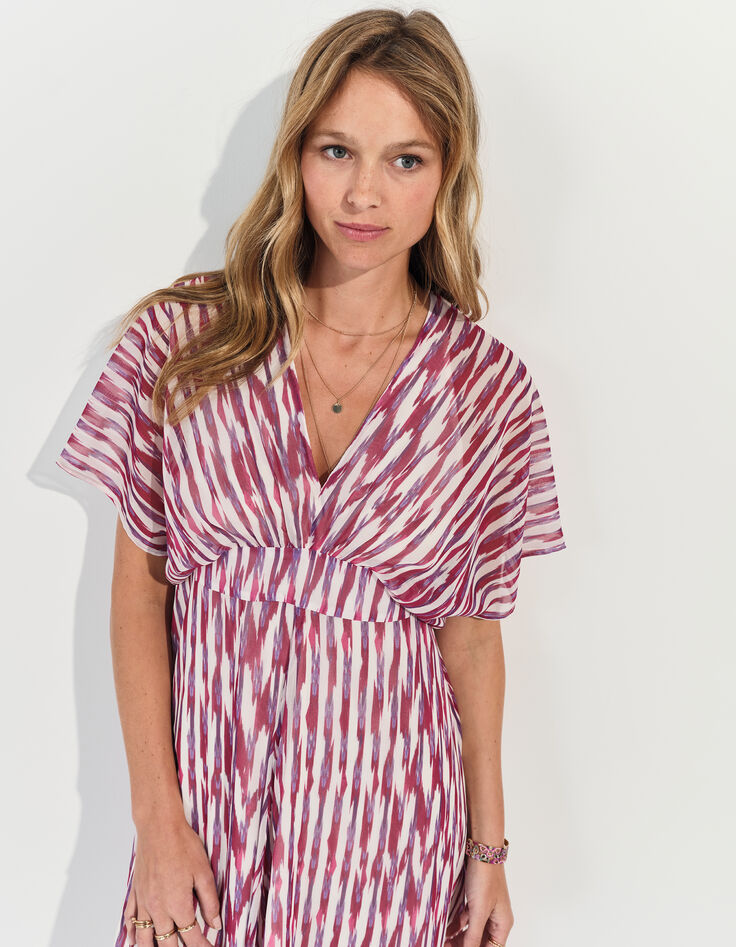 ROSARIO - Robe violette polyester recyclé rayures floues -2