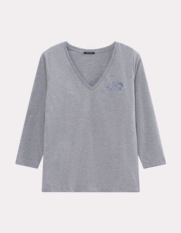 MARA - T-shirt gris danseuse bleue revisitée dos-4
