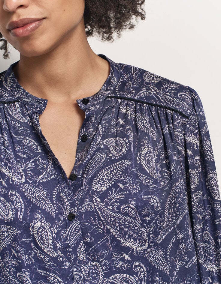CLUSE - Blouse bleue Lenzing™ Ecovero™ cachemire-4 CLUSE - Blouse bleue Lenzing™ Ecovero™ cachemire-4