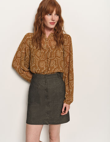 CHIKATO - Blouse jaune polyester recyclé harmonie fleurie-1