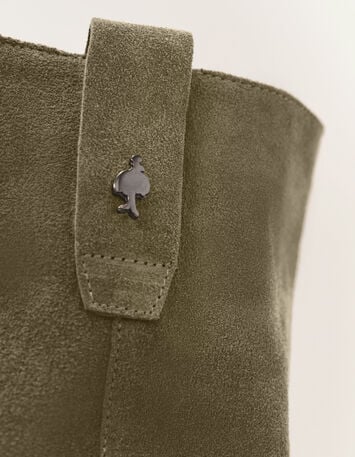 Bottes hautes en cuir velours olive Femme-3