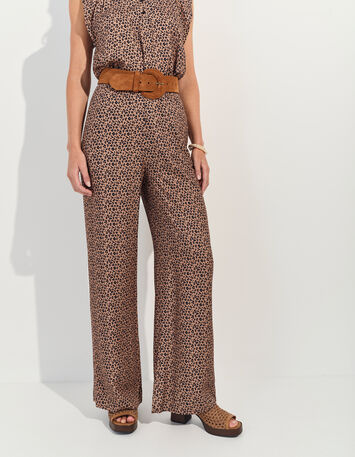 PRIDE - Pantalon beige Lenzing&trade; Ecovero&trade; micro l&eacute;opard-1