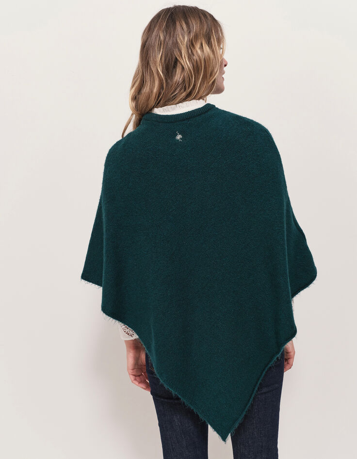 ALAMO - Poncho vert tricot col rond-3 ALAMO - Poncho vert tricot col rond-3