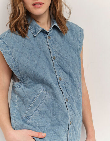 DRISS - Blouson en jean bleu sans manches-2