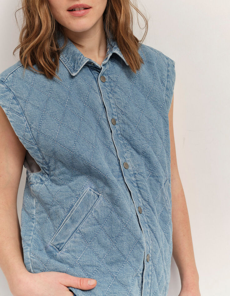 DRISS - Blouson en jean bleu sans manches-2