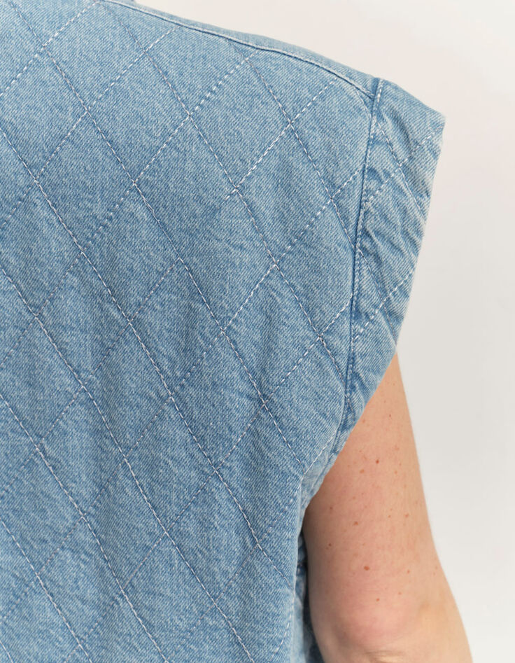 DRISS - Blouson en jean bleu sans manches-4