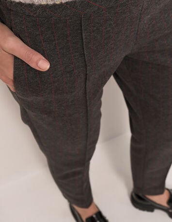 PAN - Pantalon cigarette gris maille Milano à rayures 7/8e-2 PAN - Pantalon cigarette gris maille Milano à rayures 7/8e-2