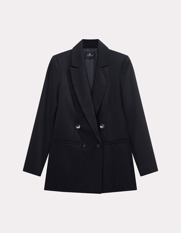 VONDA - Veste de costume noire motif rayures-6