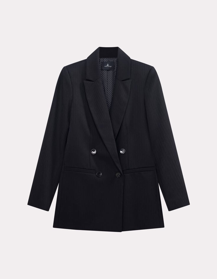 VONDA - Veste de costume noire motif rayures-6 VONDA - Veste de costume noire motif rayures-6