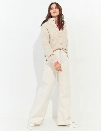 TIANA - Cardigan beige tricot à col montant -8