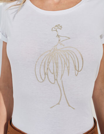 MADIE - T-shirt blanc coton bio danseuse dor&eacute; -4